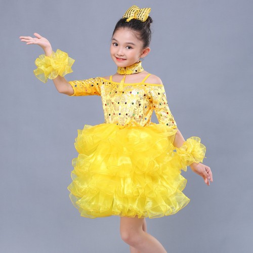 Girls kids chinese dresses china style kindergarten chorus singers carnival party stage performance dress costumes